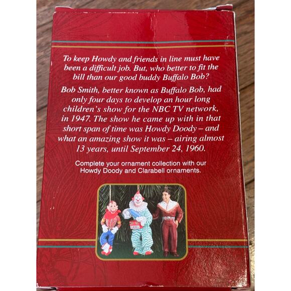 Vintage 90s Carlton Cards Heirloom Buffalo Bob Ornament Howdy Doody Show w/Box - Picture 7 of 16